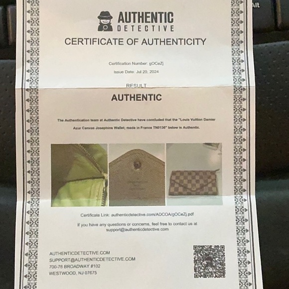 Louis Vuitton Damier Azur Canvas Josephine Wallet - Picture 7 of 7